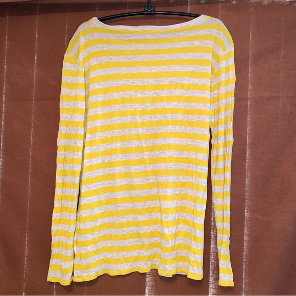 GAP Yellow & Heather Grey Striped Long Sleeve Shirt size Medium - Picture 2 of 5